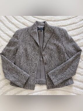 Lafayette 148 New York Gray Tweed Cropped Blazer